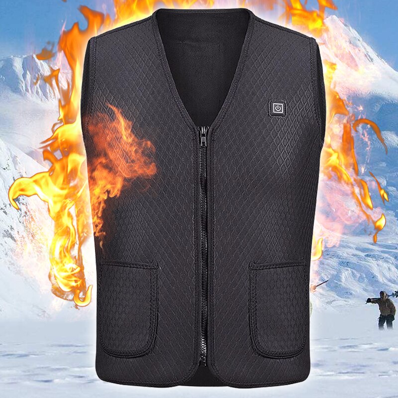 Chaleco eléctrico para hombre y mujer, chaqueta de tela calefactable con USB, almohadilla calefactora, calentador corporal, chaleco calefactor térmico, chaqueta de caza VIP para invierno