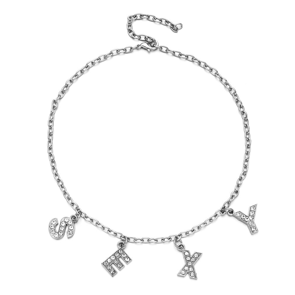 ¡Nueva tendencia! Colgante de plata con letras del alfabeto Bitch, collar llamativo para mujer, cadena de clavícula para , accesorios de joyería: SEXY