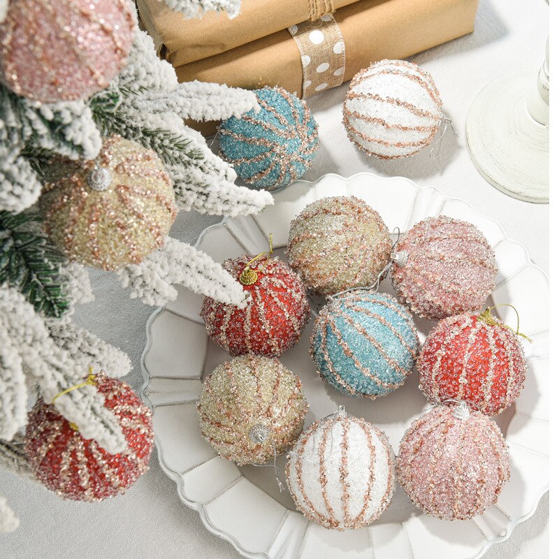 8cm lyxiga julkulor kristall glitter paljetter skum xmas tree hängande hänge xmas ball år fest dekorer