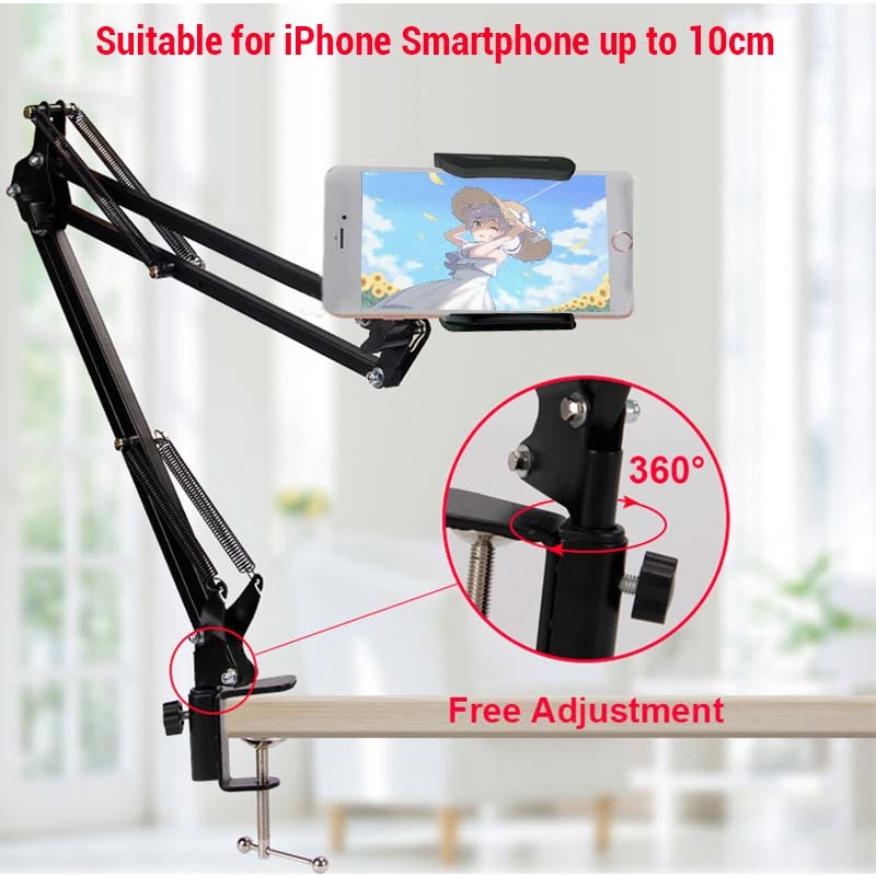 360 rotierenden Flexible Lange Arme Handy Halter Für iPhone Xiaomi Desktop-Bett Faul Halterung Telefon Stand Metall Clamp Unterstützung