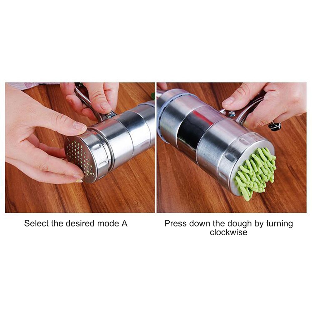 Utensilios de cocina Máquina Manual de fideos prensa máquina de Pasta manivela cortador de frutas exprimidor de utensilios de cocina con 5 moldes de prensado que hacen espagueti