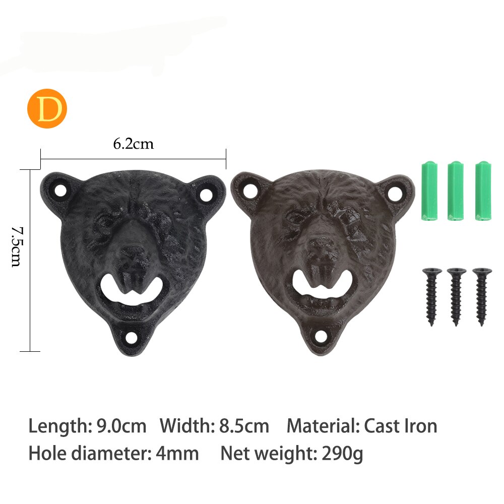 Abrebotellas Vintage de hierro fundido, abridor de vino y refresco montado en la pared, herramientas para abrir cerveza, accesorios para el hogar, cocina, suministros para fiestas