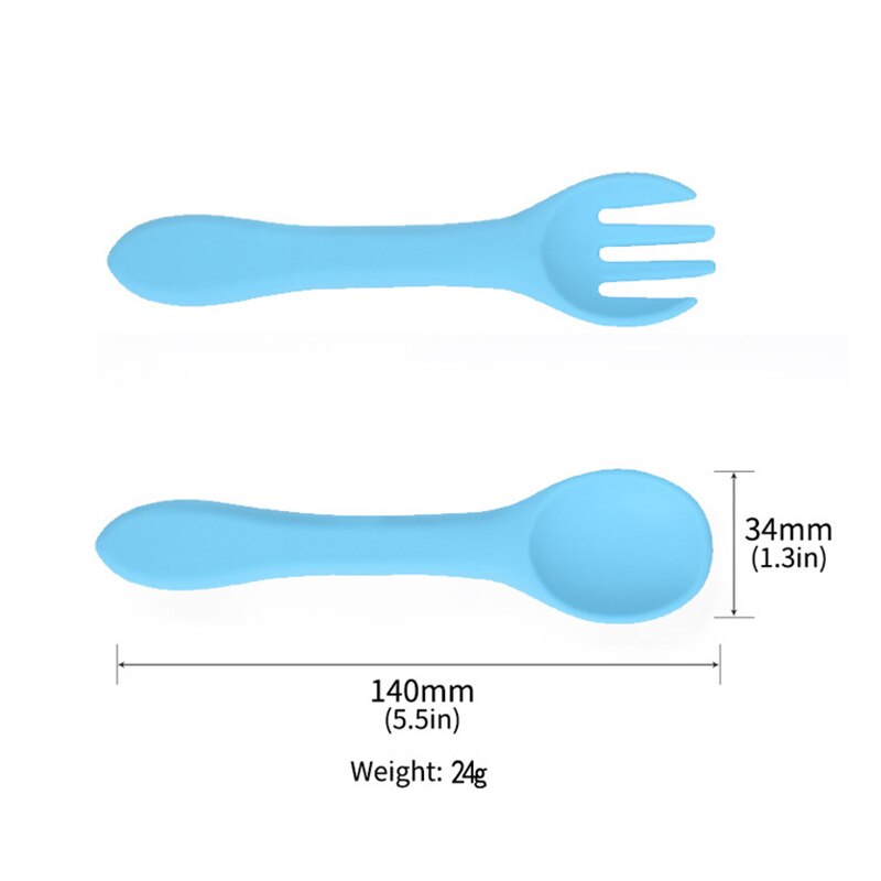 Cuchara de silicona para bebé, tenedor de silicona de grado alimenticio, vajilla de alimentación para niños de 0 a 3 años