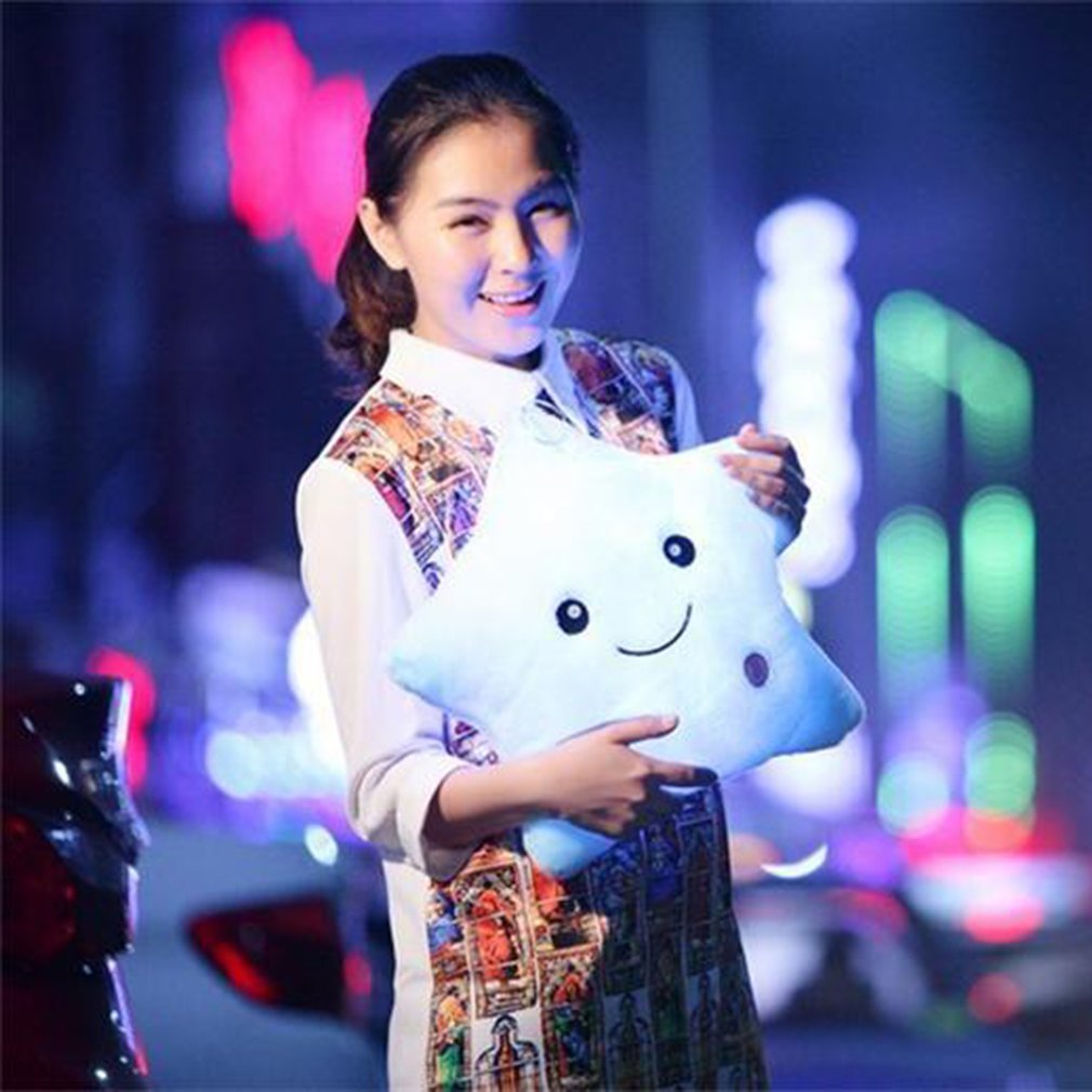 Unique 40x35cm Luminous Pillow Vivid Star LED Light Cushion Plush Pillow for Bedroom Birthday