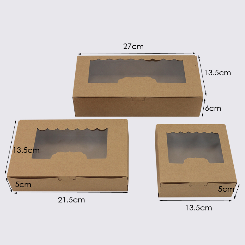 10pcs With Clear Window Kraft Paper Packaging Box Cake Box For Egg Tart Cupcake Wedding Home Party Supplies Candy Boxes