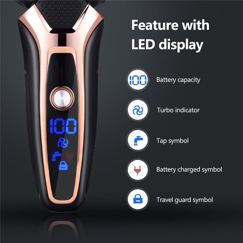 CkeyiN-maquinilla de afeitar eléctrica para hombres, afeitadora impermeable, recortadora de barba , corte de bigote, recargable, máquina de afeitar flotante 3D