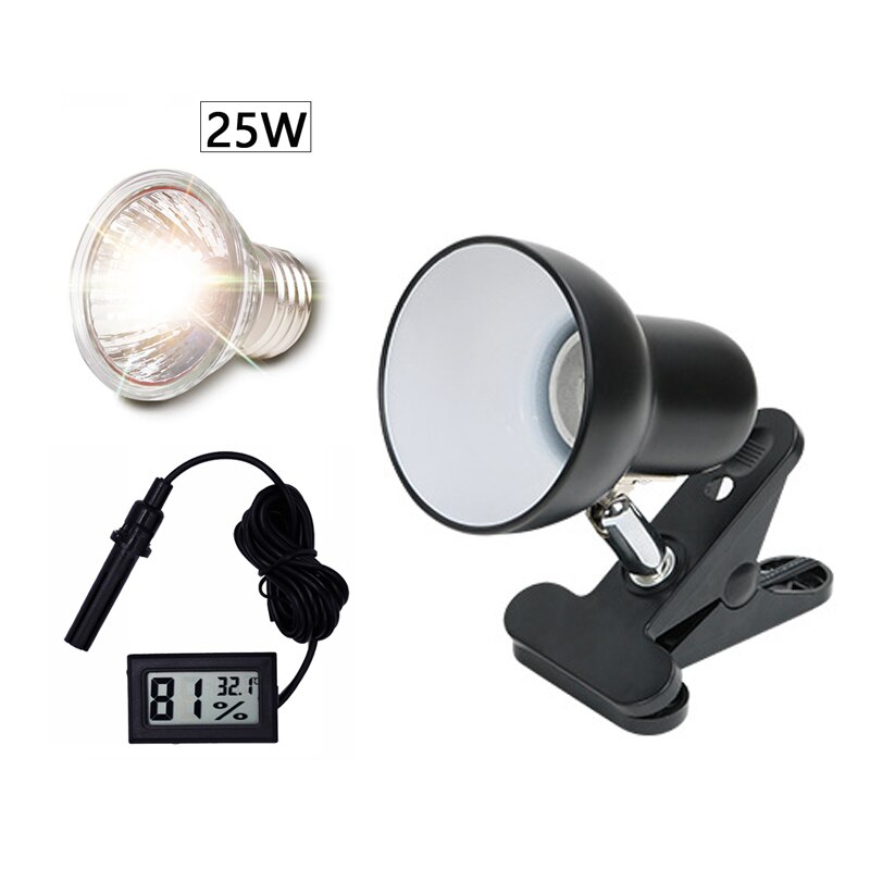 UVA UVB 3.0 impostato di portalampada per rettili per animali domestici con termometro a clip igrometro lucertola tartaruga tartaruga crogiolarsi lampadina riscaldante 220V: 25W con holderA