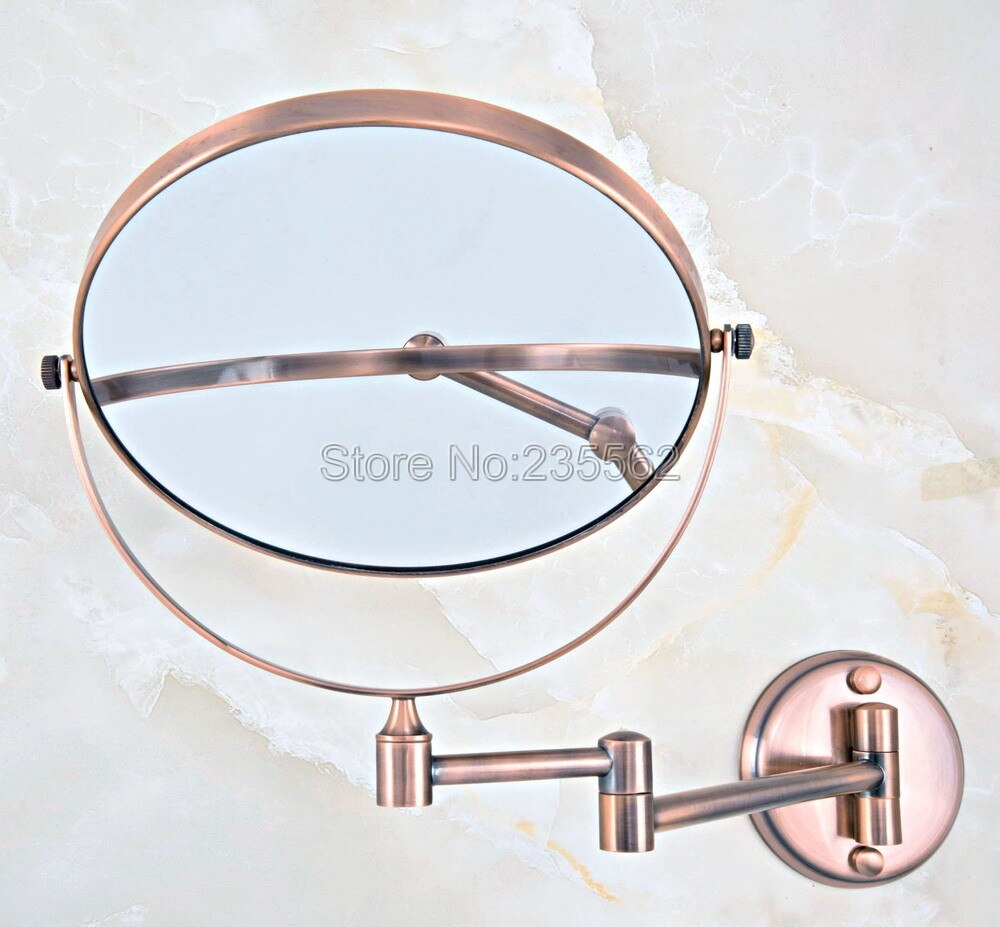 Red Copper Folding Dual Arm Extend Bathroom Makeup mirrors 1:1 and 1:3 magnifier Cosmetic Bathroom Wall Mirror Lba631