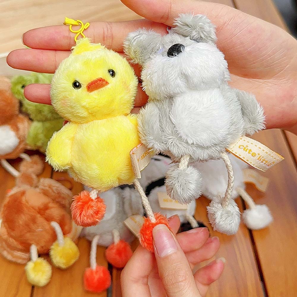 Kawaii mjuk björndocka nyckelring rolig prydnad plyschhund hängsmycke anka kanin tecknat djur nyckelring flickor