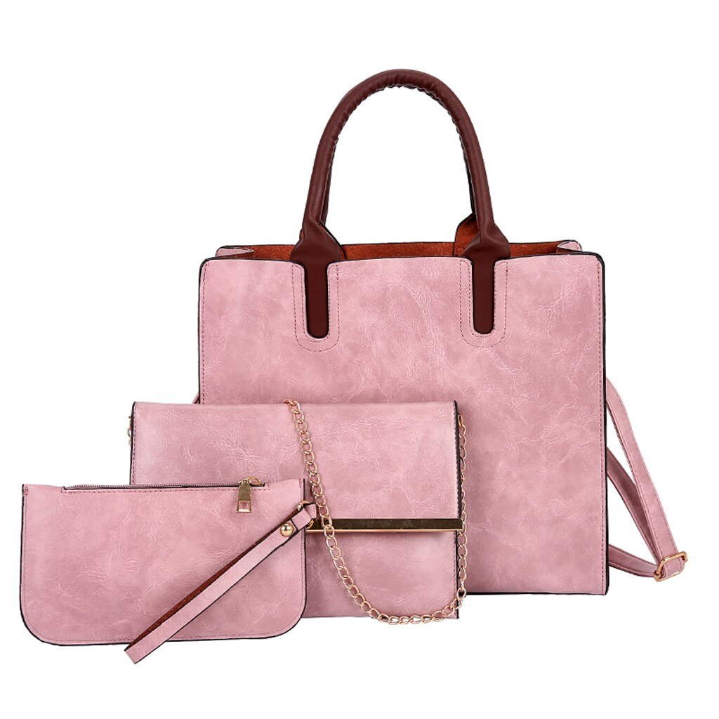 Vrouwen Handtassen 3 Pcs Tas Set Crossbody Tassen Voor Vrouwen Pu Lederen Luxe Handtas Vrouwen Schoudertas Purse #38: Pink 