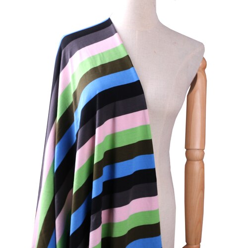 Thin rainbow striped fabric Elastic cotton Gradient Cloth for sewing clothes material: 2 / 50x180cm