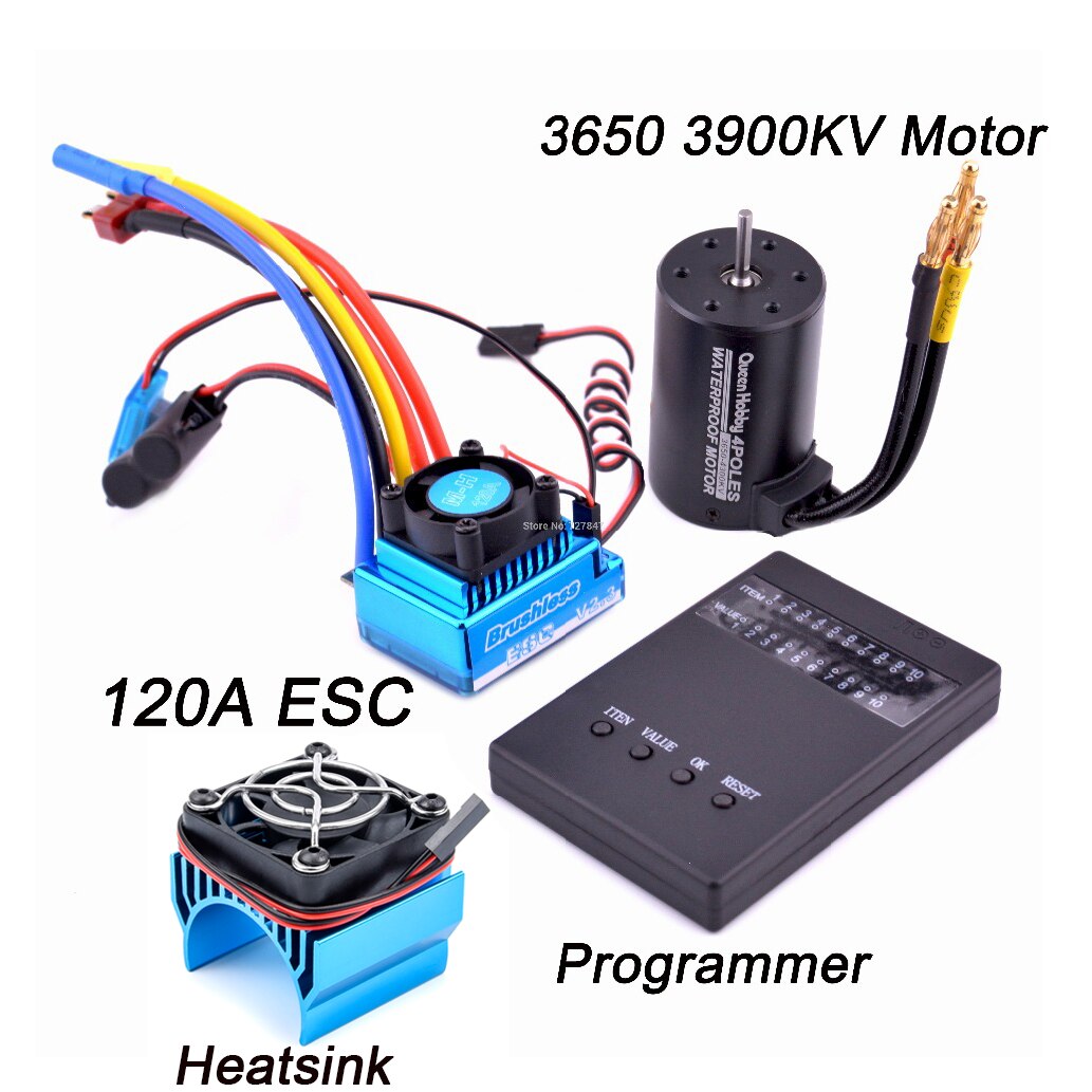 3650 2300KV / 3100KV / 3900KV / 4300KV / 5200KV Brushless Motor &amp; 45A 60A 80A 120A ESC Combo for 1:10 RC Car Boat Part: 3900KV 120ACombo