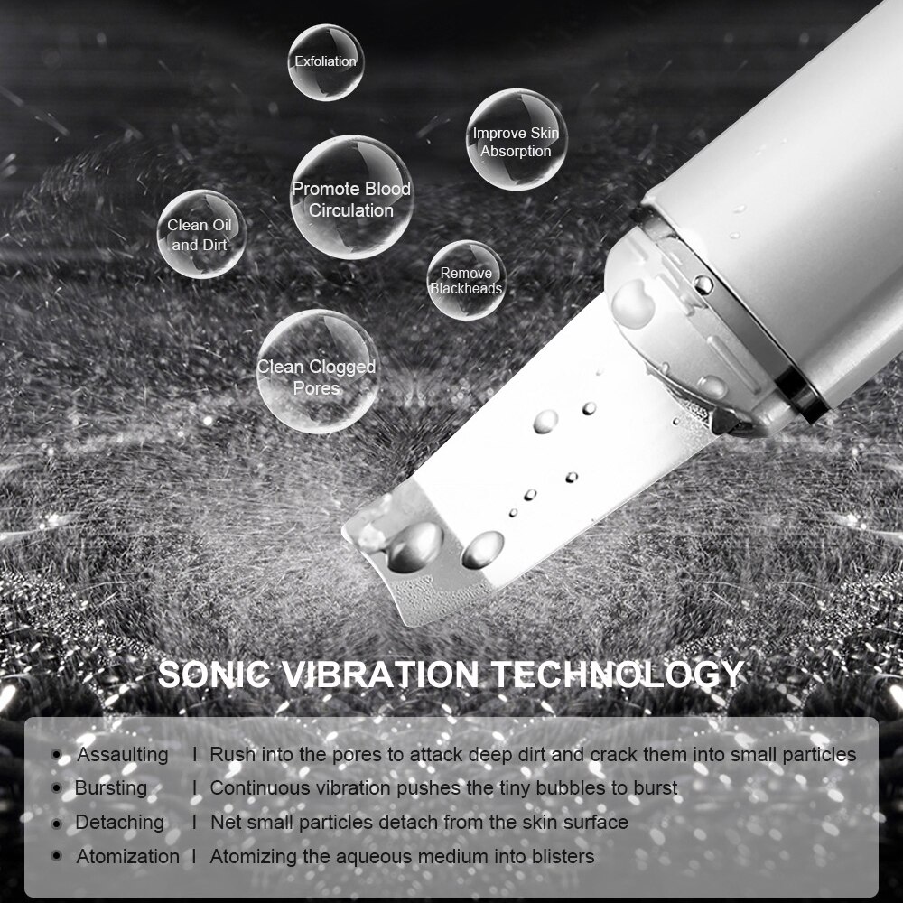 Rechargeable Ultrasonic Face Skin Scrubber Deep Face Cleaning Machine Peeling Shovel Facial Pore Cleaner Face Skin Scrubber Mach