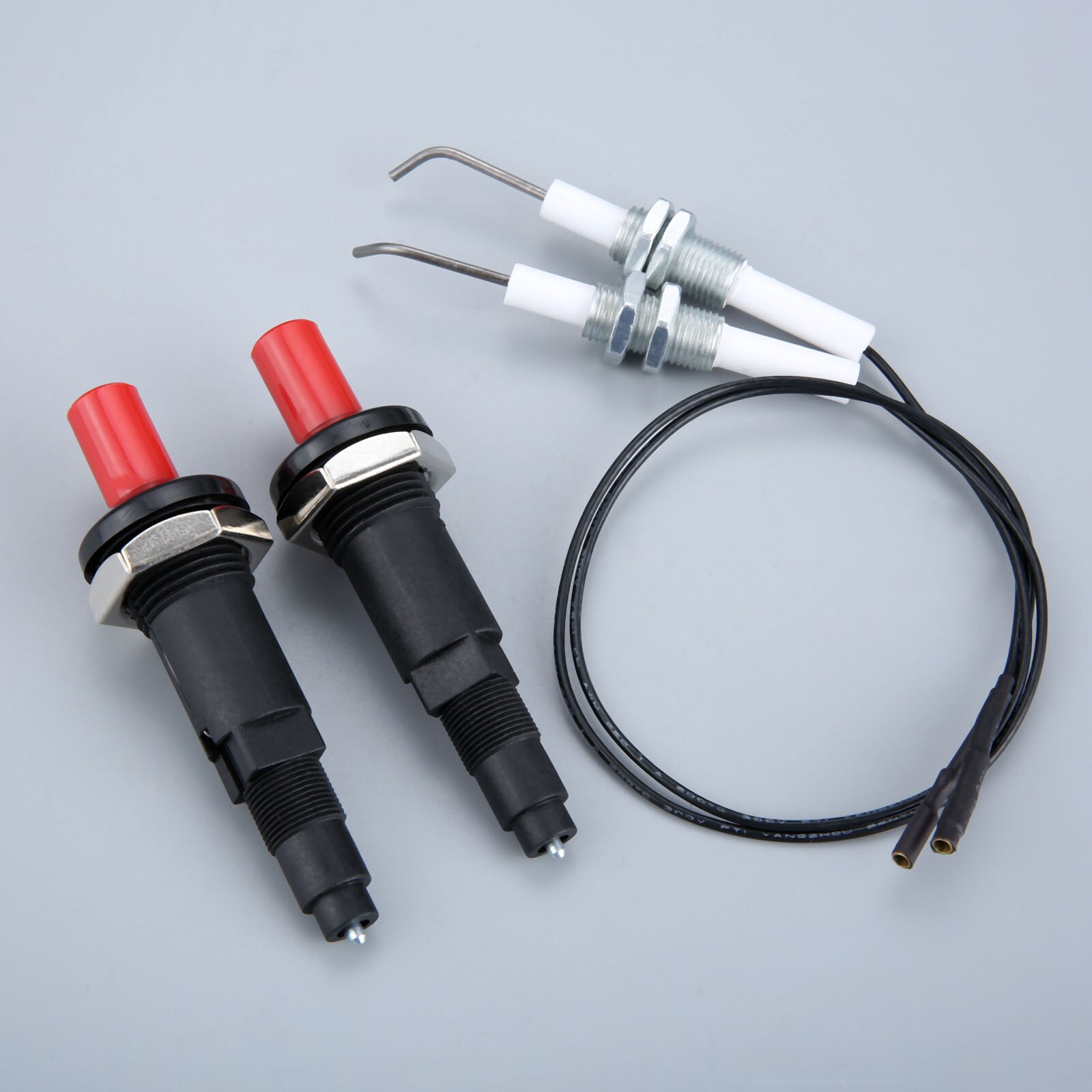 2Sets Piezo Vonk Ontsteking Set Push Button Spark Ontsteking Set Generator Piezo Gas Pilot Ontsteker Met Draad M10x1