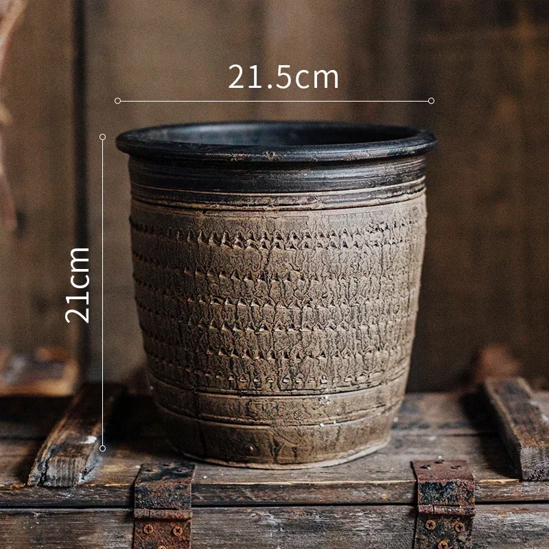 Maceteros antiguos de cerámica desgastada, jarrones de arcilla rústica para decoración de balcón, adornos prácticos de escritorio de oficina sin tiempo: Morado