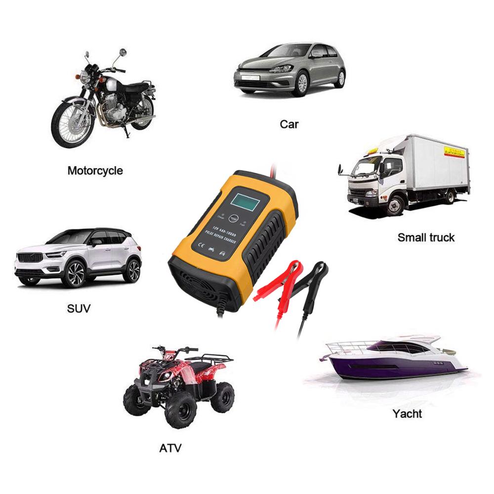 Full Automatic Car Battery Charger 110V-220V To 12V 6A Intelligent Fast Power Charging Wet Dry Lead Acid Digital LCD Display