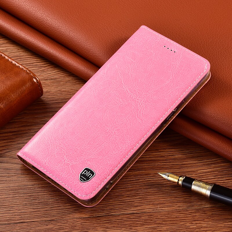 Genuine Leather Magnetic Holster Cover Coque For Nubia Redmagic 5G Flip Case For Nubia Play Phone Case Credit Card Slot Holder: Nubia Play / Pink