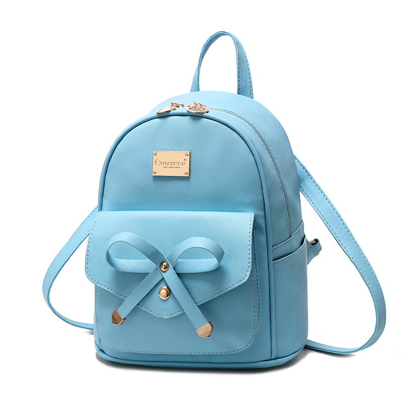 Sac à dos femme Version coréenne du collège vent sac à dos PU cuir mignon étudiant sac mignon sac à dos femmes ZF10089: Sky blue