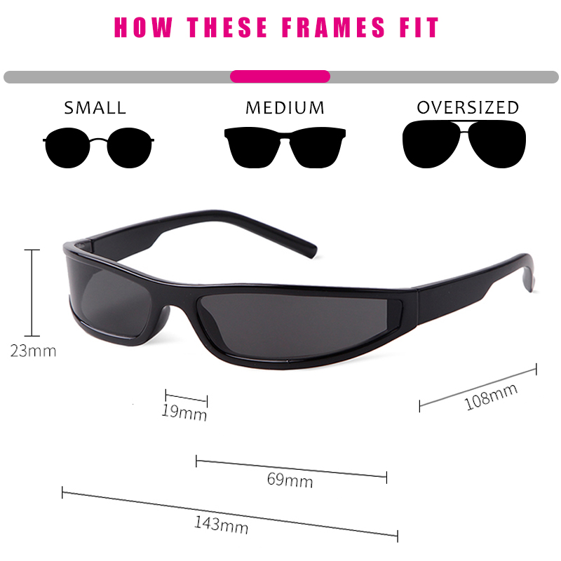 Gafas de sol deportivas con espejo a la para hombre y mujer, lentes de sol rectangulares Y2K con sombra estrecha, estilo Punk, para ciclismo y conducción, UV400