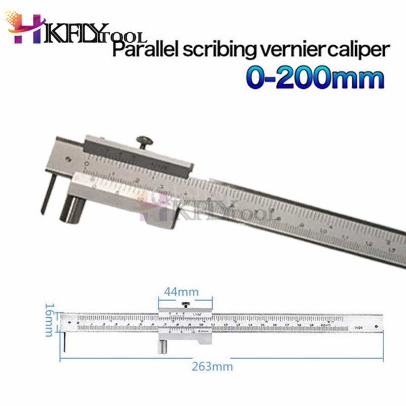 0-200mm markering vernier caliper med hårdmetal scriber parallel markering måling lineal markering måling parallel krydset caliper