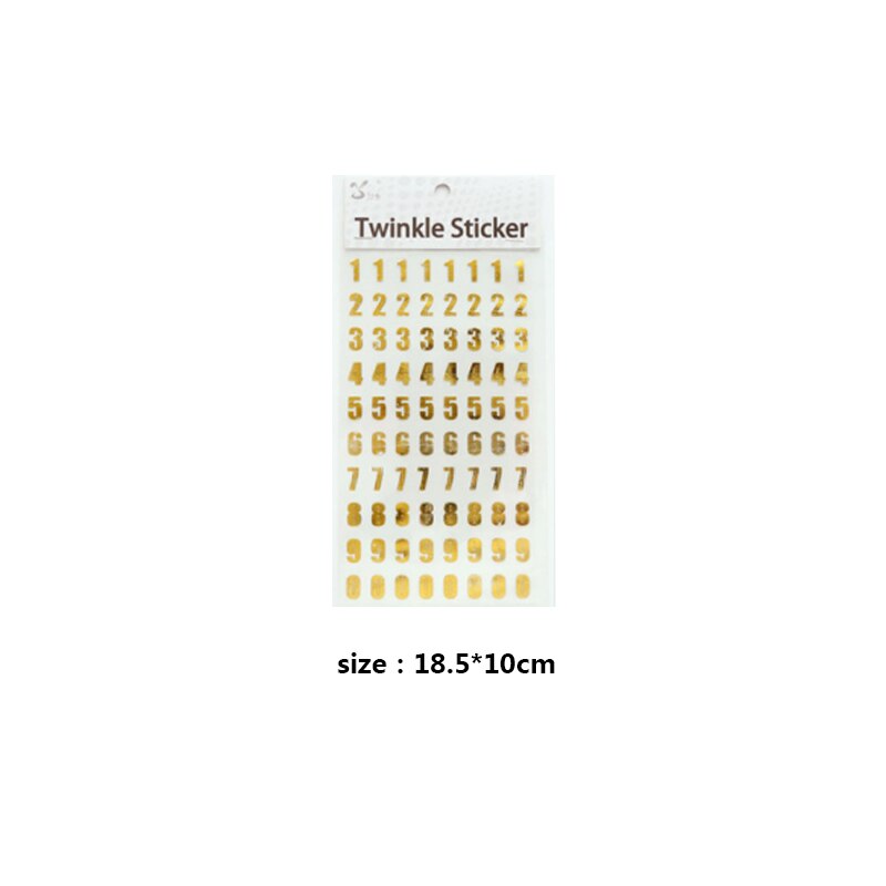 1sheet/pack Numbers sticker DIY Bronzing silver font English alphabet stickers education DIY scrapbook: A