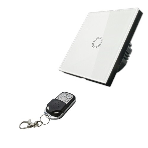 EU Standard VHOME Smart Touch Switch 2 Gang 1 Way,White Crystal Glass Switch Panel Sensor Switch with Wireless RF433Mhz Remote