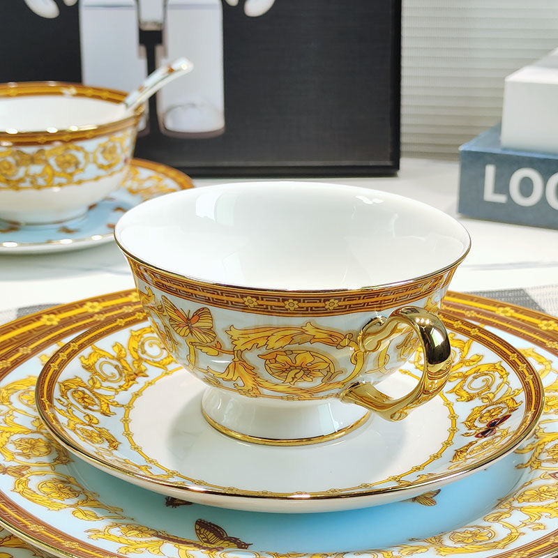 European Butterfly Tableware Set, Steak Plate, Noodle Bowl, Soup Bowl, Rice Bowl, Spoon Decoration,