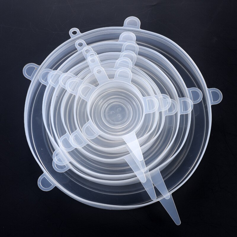 Couvercles réutilisables en Silicone extensibles, 6 pièces, bouchons frais, couvercle pour casserole, Pot, micro-ware, extensibles, couvercle magique: Vert clair