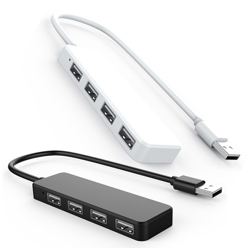2 stuks ultradunne usb-hub 4-- poorts usb 2.0- hub wit & zwart