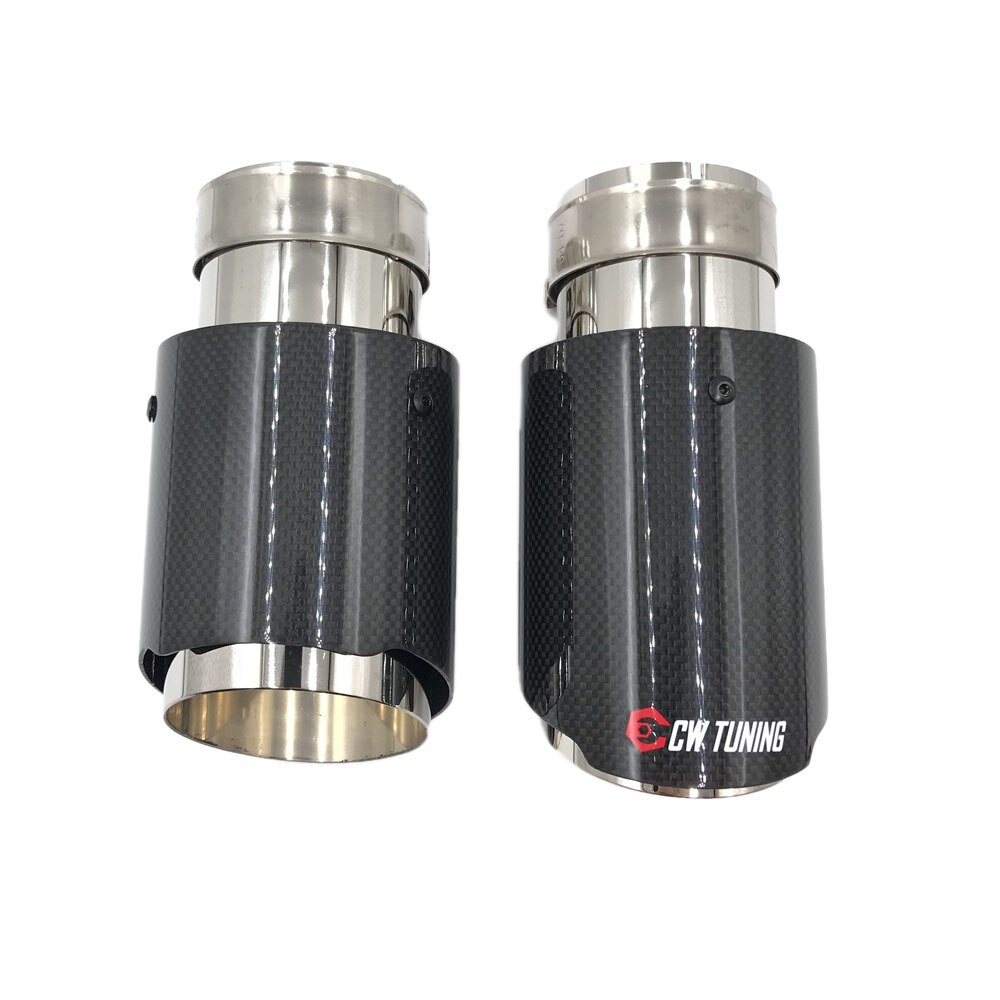 1PCS Stainless steel+Glossy Carbon Muffler End Pipe exhaust pipe muffler For Universal carbon fiber exhaust pipe