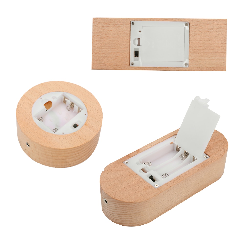 Base de lámpara de madera 3D para mesa, Base de luz LED de noche para soporte de lámpara cálido acrílico, accesorios de iluminación, Base ensamblada a granel, 5 unids/set por juego