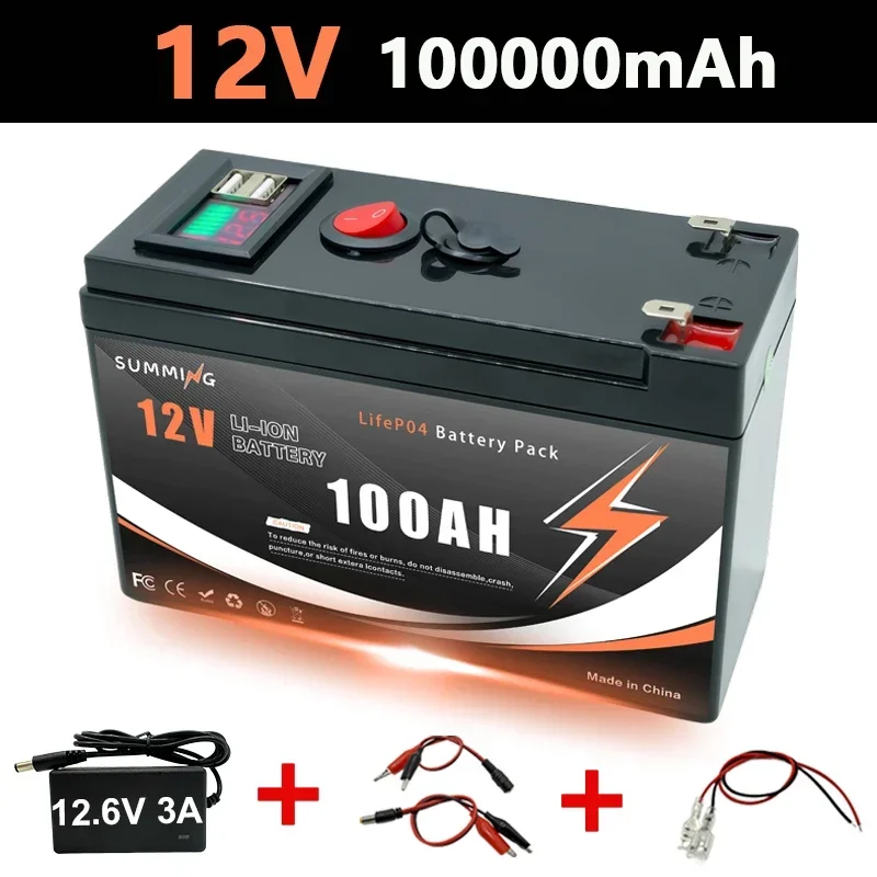 LiFePO4 12V 150Ah wiederaufladbare Lithiumbatterie mit integriertem BMS, für Spielzeug, Solarmodule, Fischfinder, Power Wheels️: Orange
