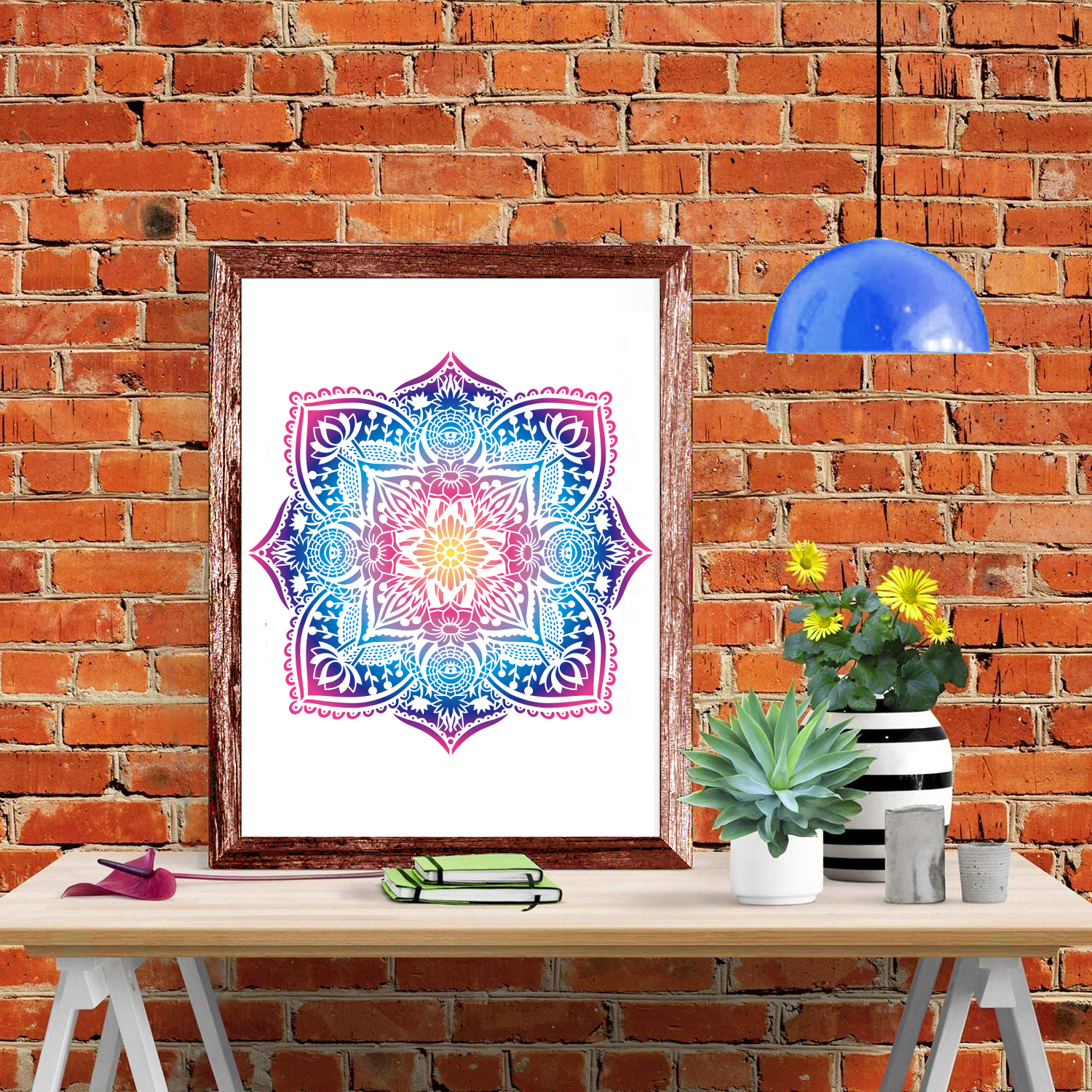 Stor vegg sjablong for maling , 12 tommer stor mandala sjablong for maling