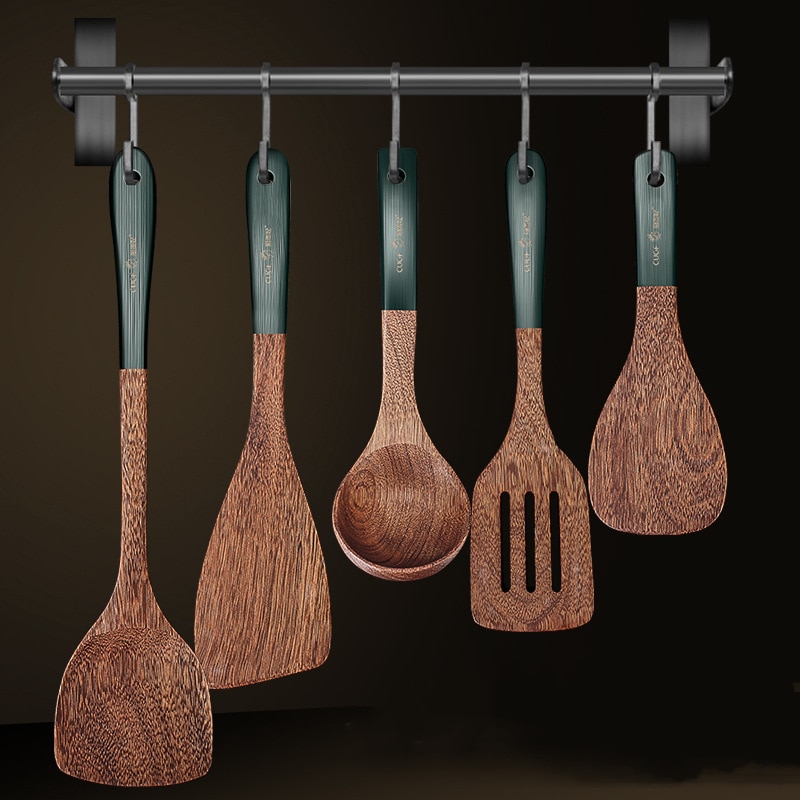 Houten Kookgerei Natuurlijke Wenge Hout Non-stick Kookgerei Spatel Schop Rijst Lepel Keuken Koken Tool Keuken Accessoires