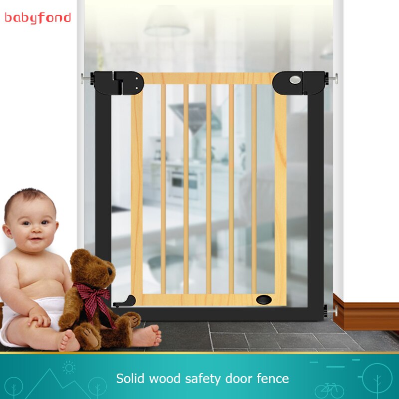 Solid wood stair gate Door Stop 76-83cm Child Solid Wood Gate Baby Balcony Pet Dog Isolation