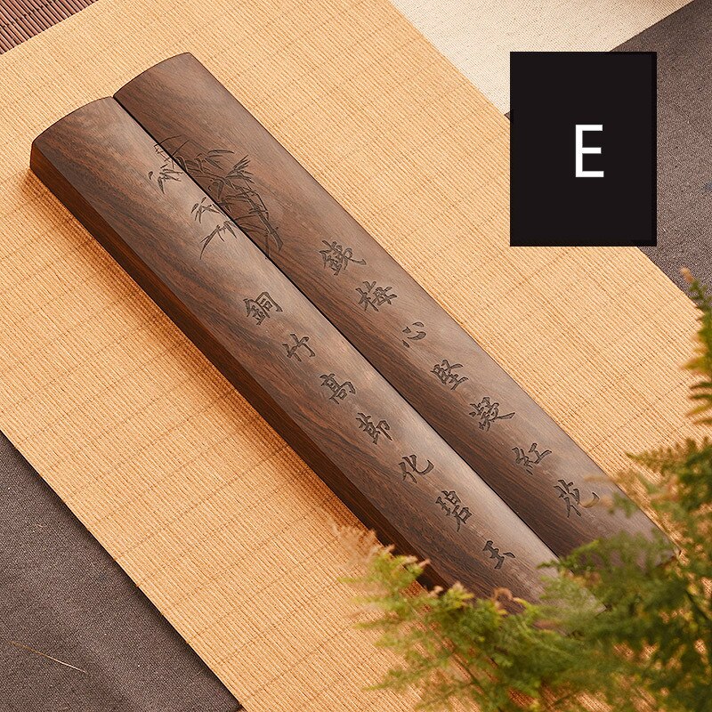 Paperweights Chinese Brush Calligraphy Painting Wooden Paperweights Classical Carving Crafts Black Catalpa Wood Paperweight: E