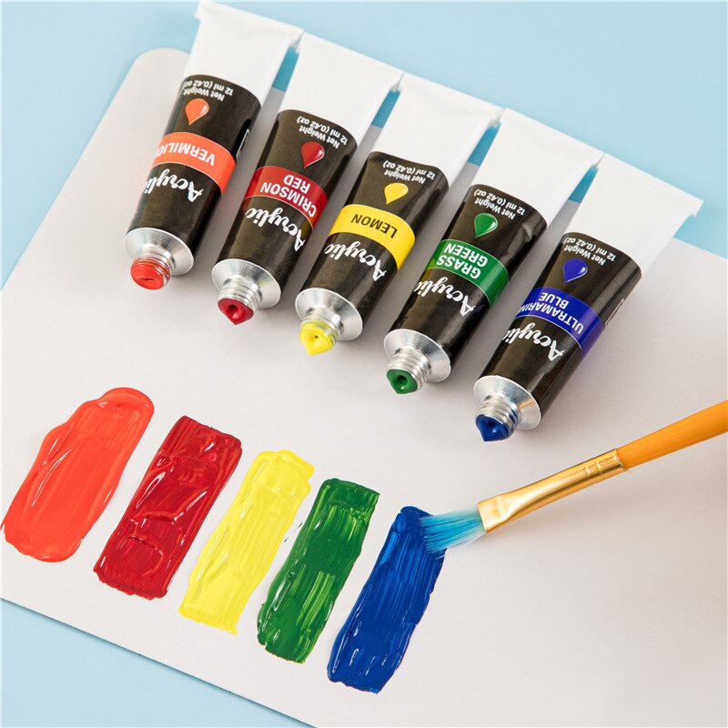 12 Kleuren 12Ml Acryl Verf Diy Aluminium Buis Art Verf Set Tekening Pigment Hand Geschilderde Muur Verf diy