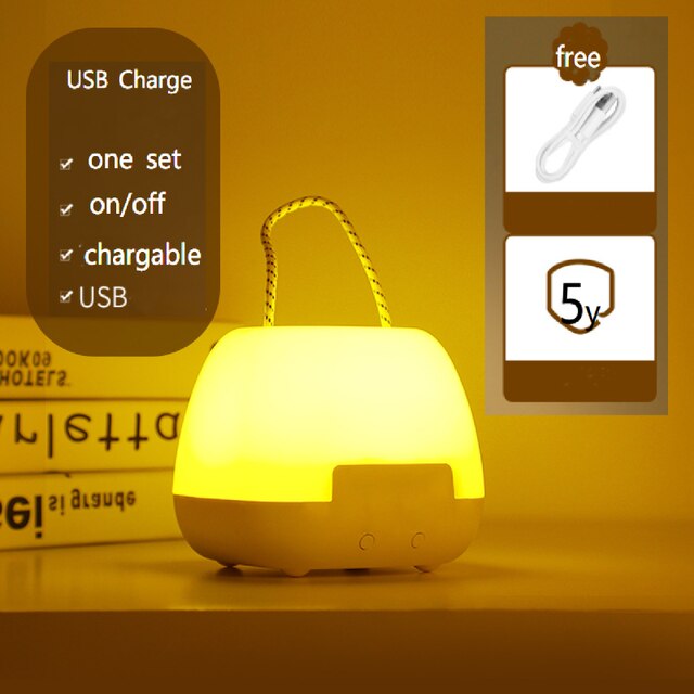 Lazychild Led Nachtlampje Usb Charge Met Afstandsbediening Draagbare Lamp Klok Slaapkamer Bedlampje Kinderen: Warm color