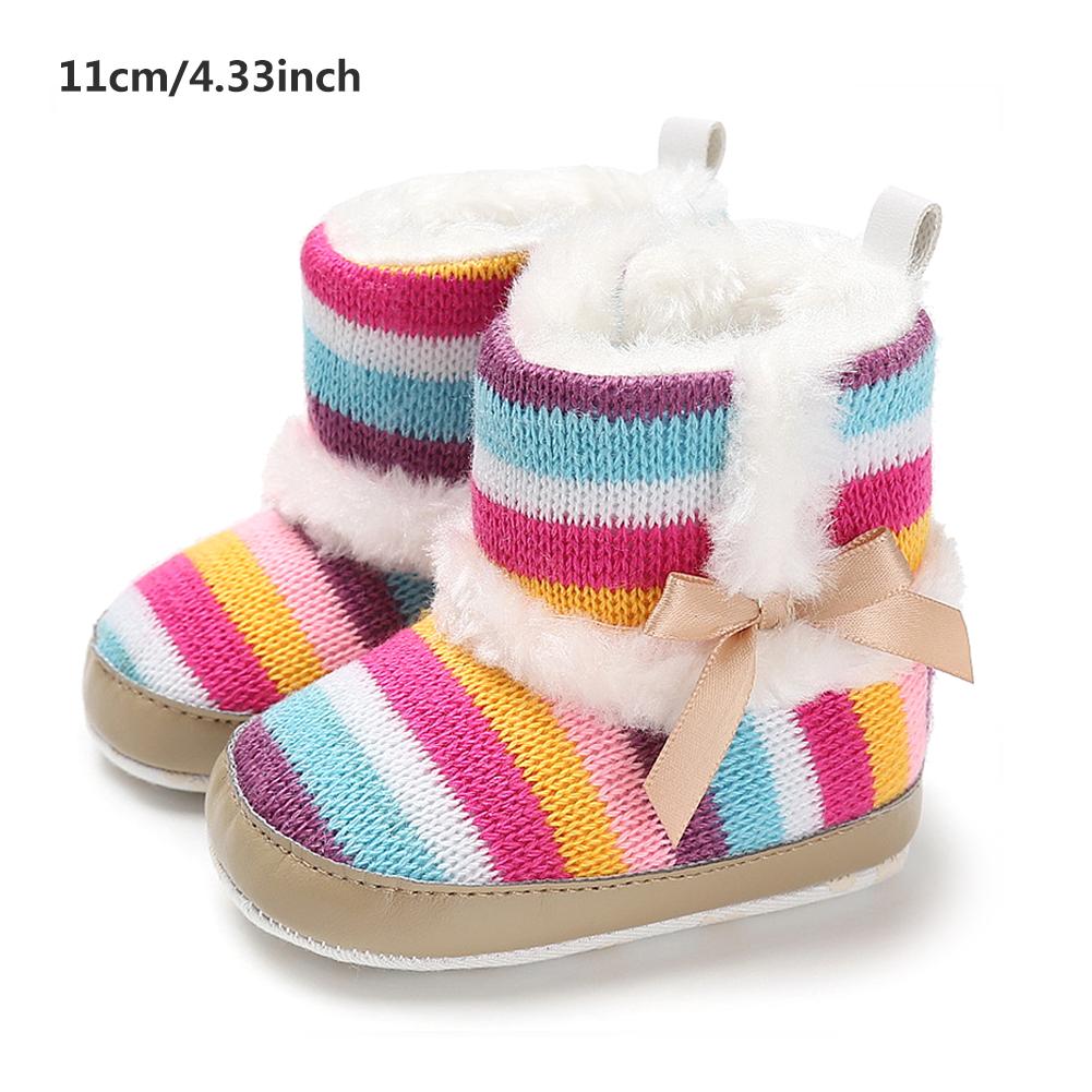 Botas de nieve para niñas pequeñas, zapatos cálidos con suela suave de arco iris, de princesa, para invierno: 11cm