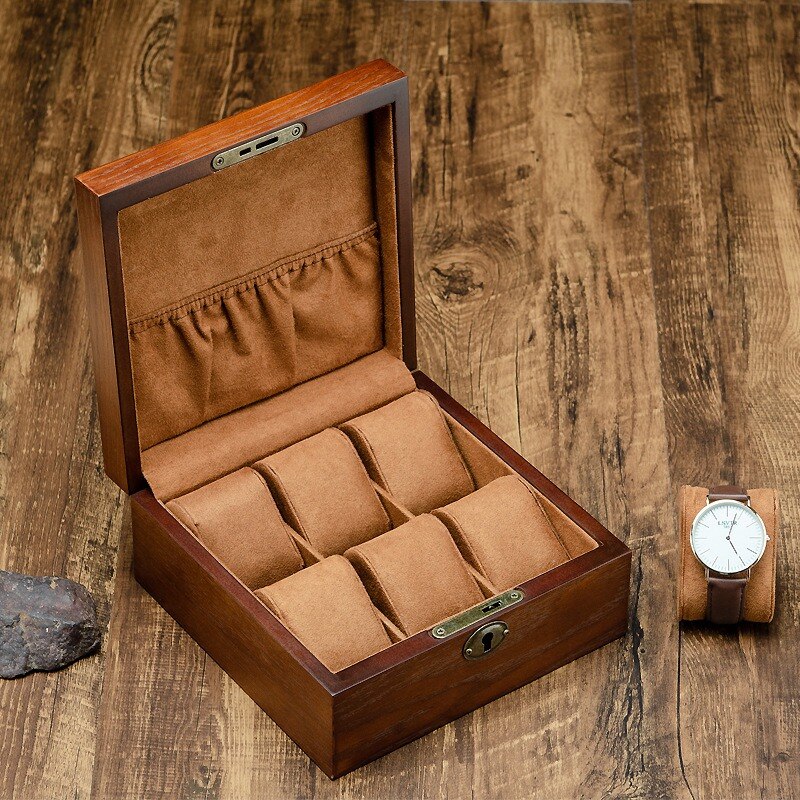 Caja de reloj de madera de lujo caja soporte reloj para Relojes Joyería superior organizador caja rejillas reloj organizador