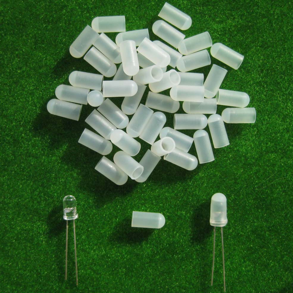 XPT02M 100 stks Geel/Rood/Wit/Blauw/Groen/Roze Rubber Caps/Covers voor 5mm Graankorrel Bollen LEDs NIEUW: White