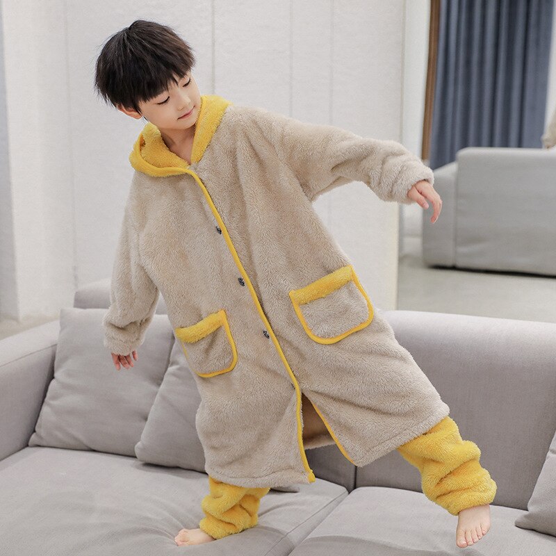 Conjunto de pijama para niño, bata gruesa de lana para bebé, ropa de casa para niño, novedad de 2022