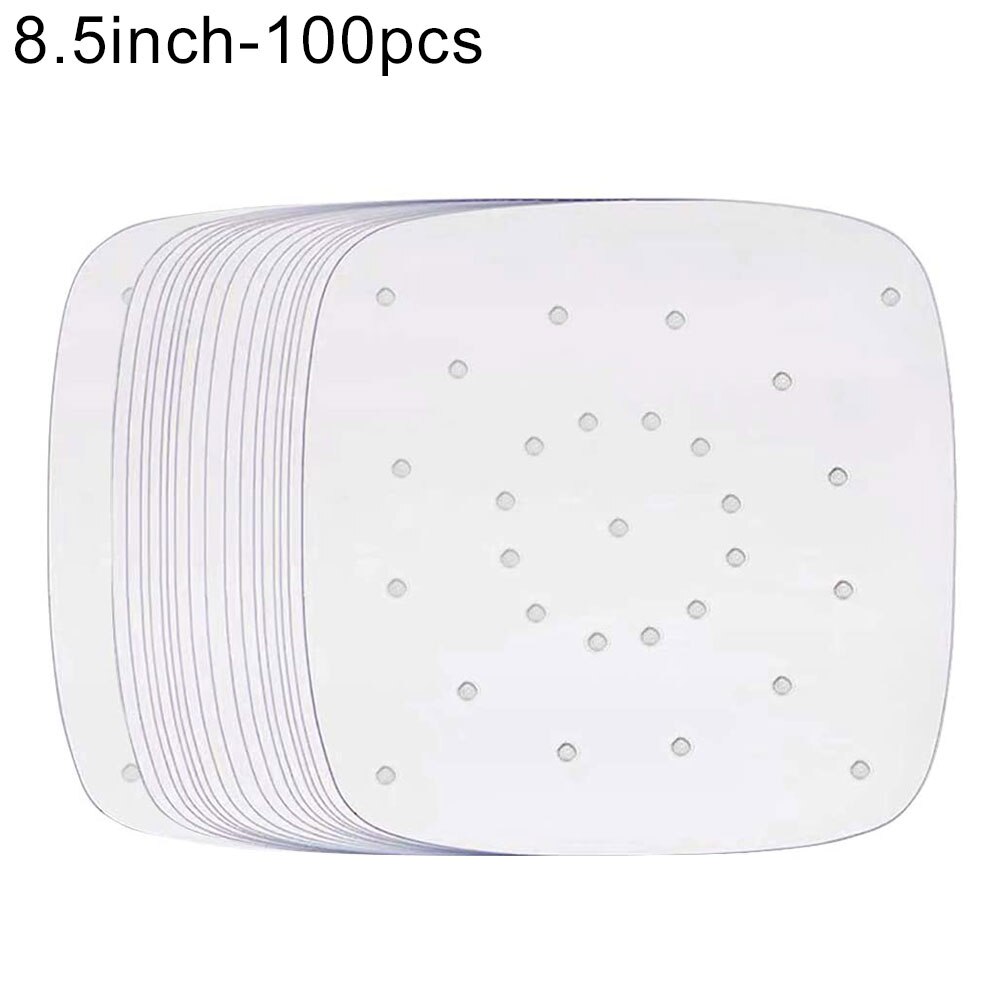 Forros para freidora de aire de 100 hojas, papel de hornear perforado, hoja de pergamino, horno de vapor, sartenes, papel de vaporizar antiadherente, 6,5-9 pulgadas: 8nch5