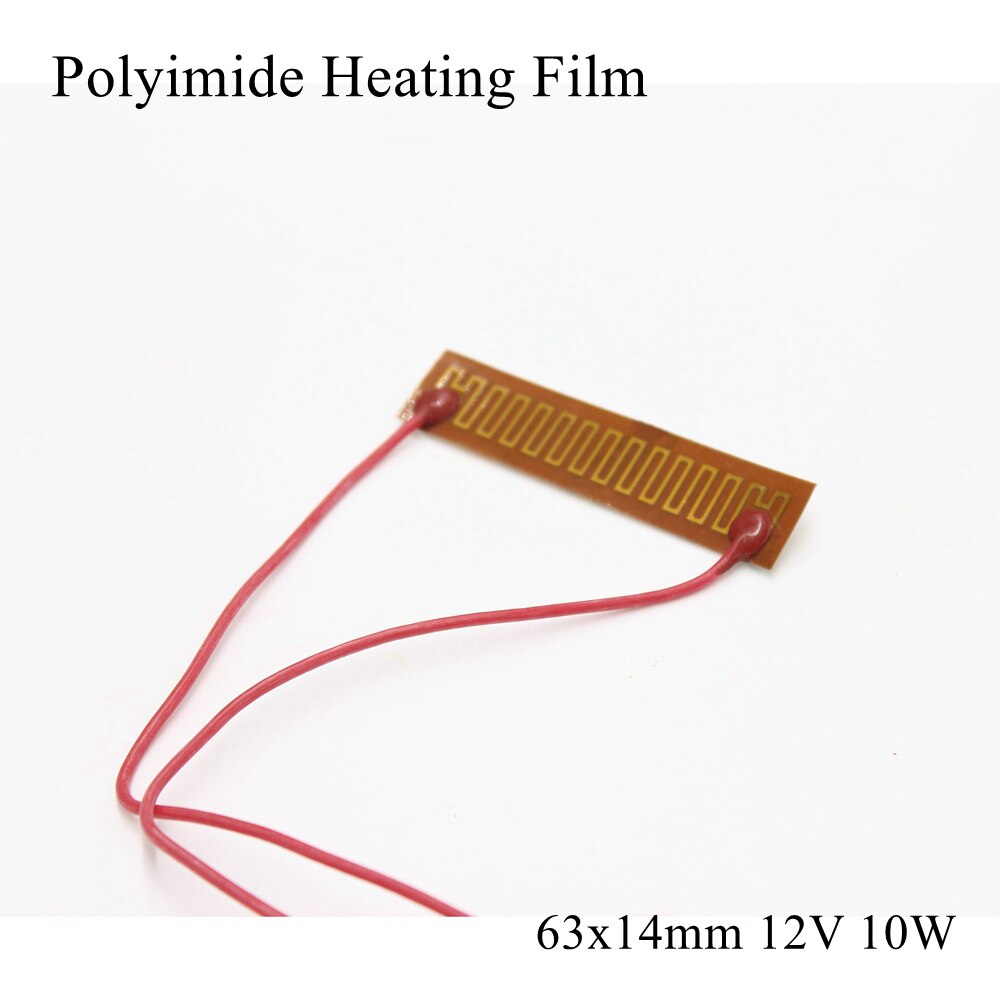 63x14mm 12V 10W PI Heating Film Plate Polyimide Electric Heated Panel Pad Mat Electrotherma Flexible Adhesive Foil Oil Heater