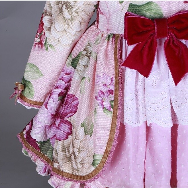 Filles doux lolita enfants fleur broderie rose lolita robe enfant kawaii robe filles robe victorienne enfants robe de princesse
