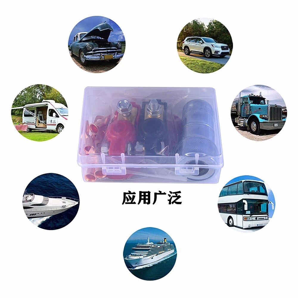 Fine Copper Battery Terminal Connector Copper Ring Termination Kit plus Only Battery Terminal Cleaning Brush Anticorrosion Gaske