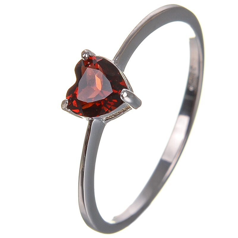 LeeChee 100% Natürliche Granat Ring 925 Sterling Silber Weinrot Edelstein FineJewelry für Frauen 0,5 ct Birthstone Herz-Förmigen