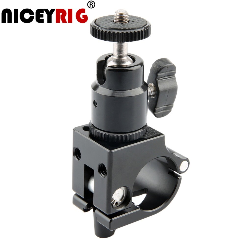 NICEYRIG-Abrazadera para trípode de placa de tornillo 1/4, soporte para queso, varilla de 25mm, con ajuste de rotación de 360 grados, cabeza de bola para Monitor LCD
