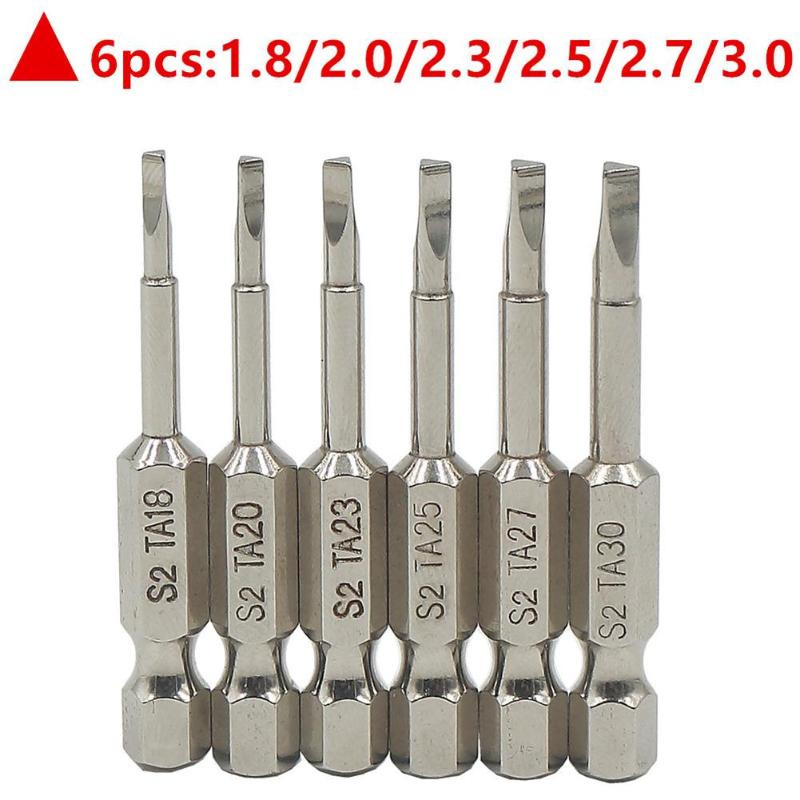 6pcs 50mm Triangle Magnetic Screwdriver Bits S2 Steel 1/4 inch Hex Screwdriver Bit Set DIY Hand Tools