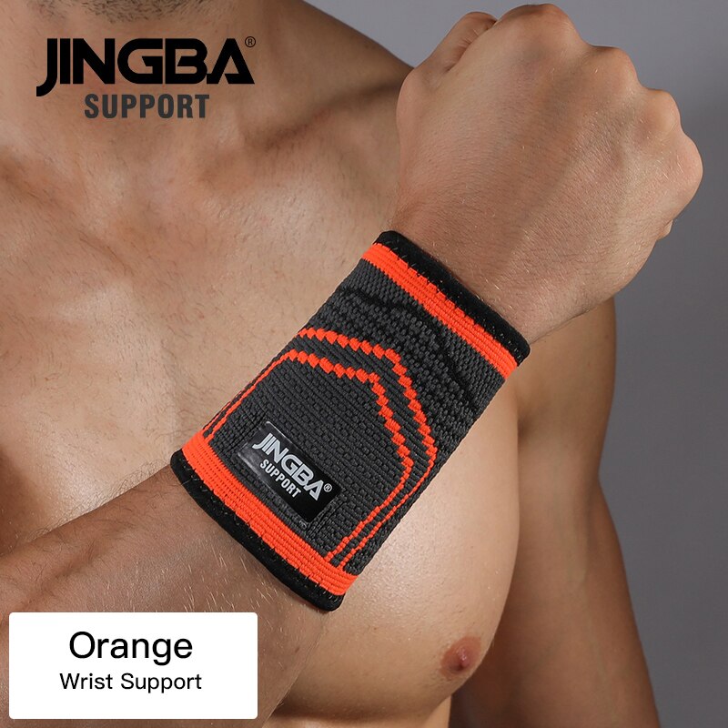 JINGBA SUPPORT Sports protective gear 1PCS Nylon basketball knee protector +wristband Support+ankle support+Elbow pads+hand guar: Orange Wrist support